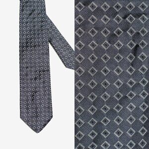 Tombolini Mens Silk Tie Made in Italy Geometric Grey